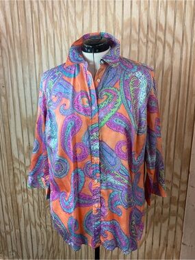 Lauren Ralph Lauren Paisley 100% Cotton Shirt